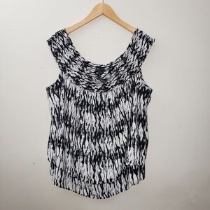 MBLM Tess Holiday Black & White Print Blouse 3X